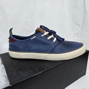 Toms x Marvel Mens Navy Captain America Leather Carlo Sneakers 9 NEW Limited Ed